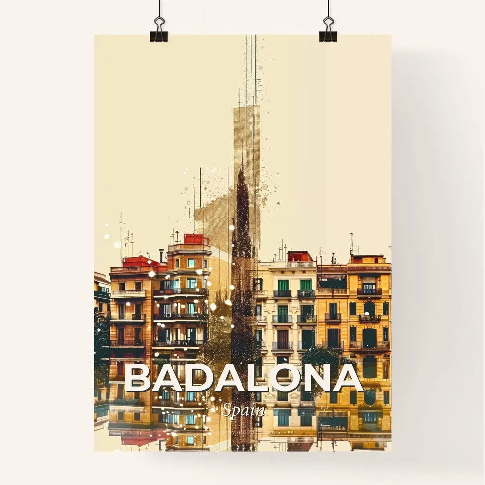 Badalona City Skyline Vintage Beige Paper Poster Poster