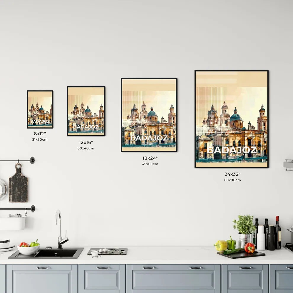 Badajoz Skyline Double Exposure Beige Poster Office Art