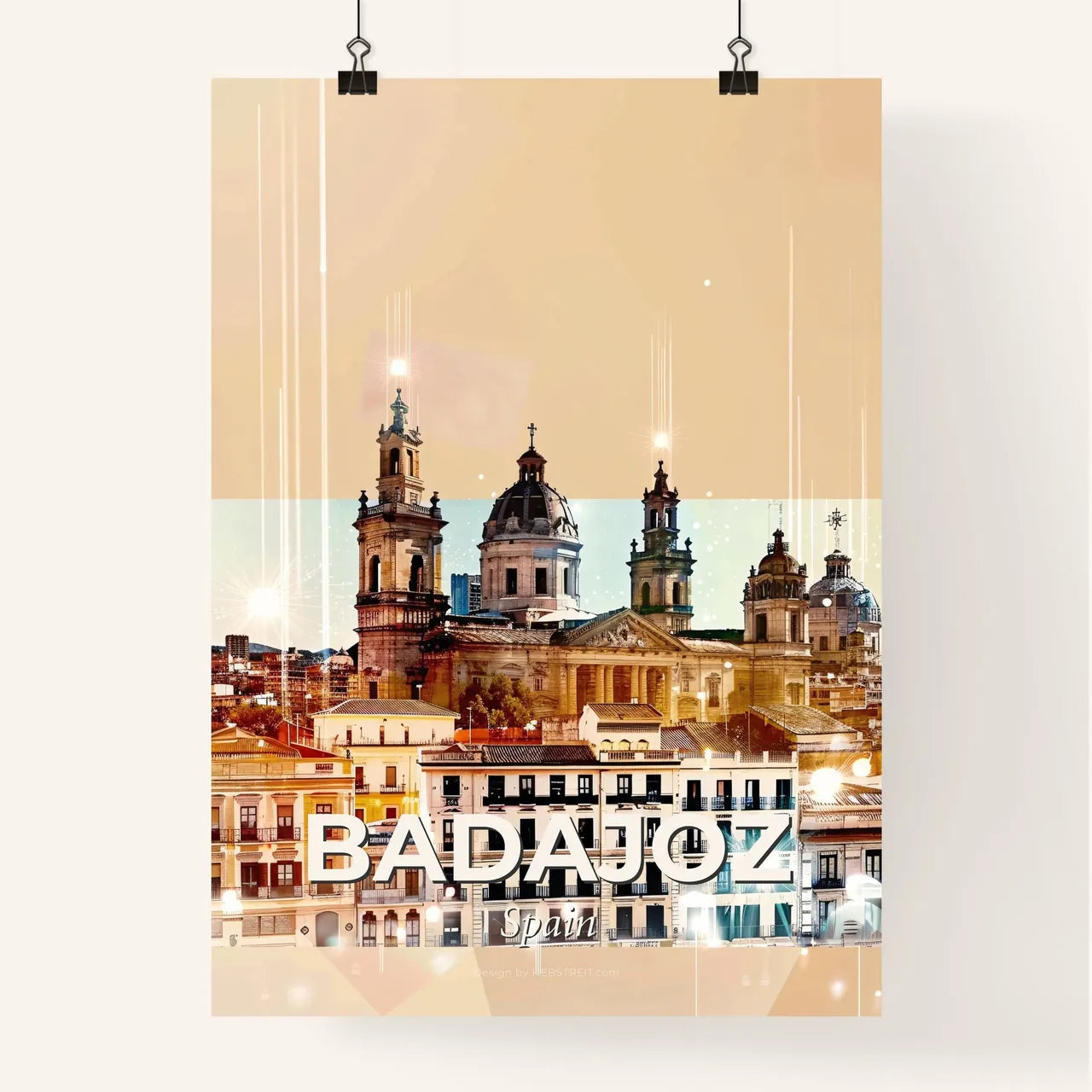 Badajoz Skyline Composite Art with Local Icons Poster
