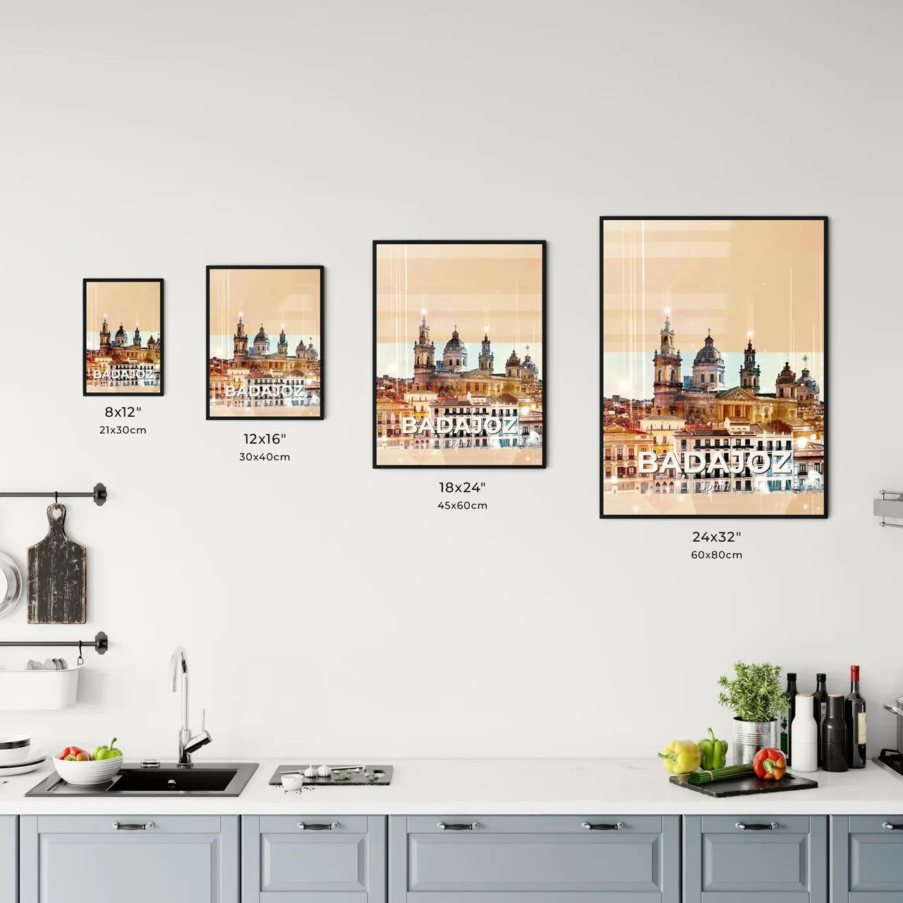 Badajoz Skyline Composite Art with Local Icons Office Art