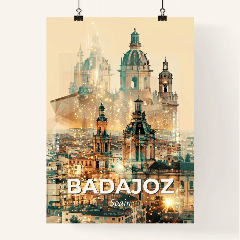 Badajoz Cityscape Skyline Composite Artwork Print Poster