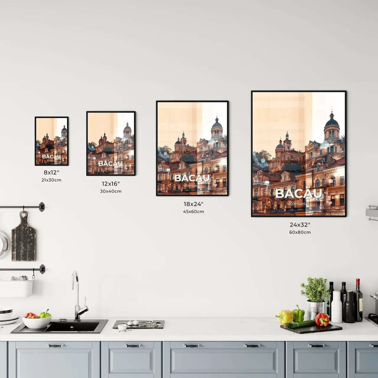 Bacau Romania Double Exposure Cityscape Poster Office Art