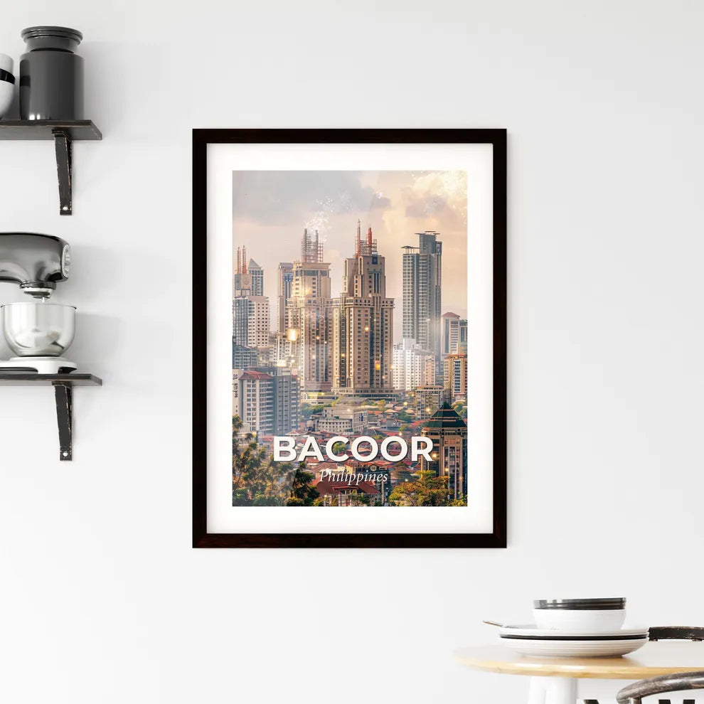 Bacoor Double Exposure Skyline Panorama Poster Framed Print