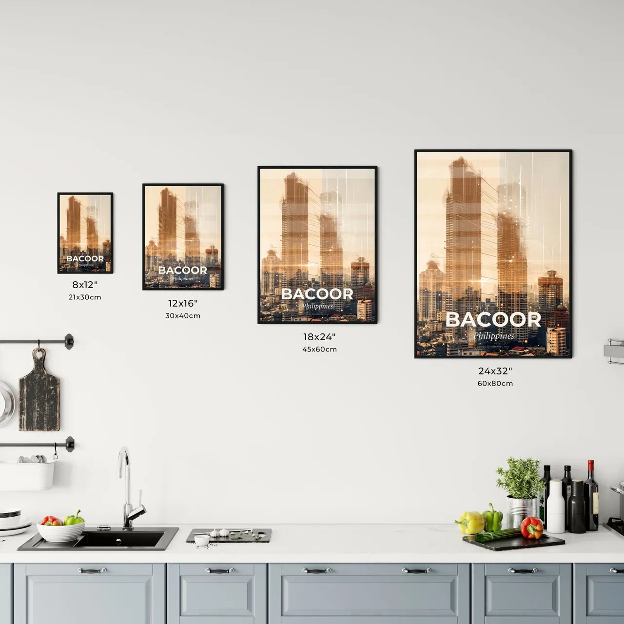 Bacoor City Skyline Double Exposure Art Office Art