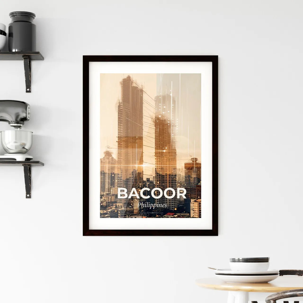Bacoor City Skyline Double Exposure Art Framed Print