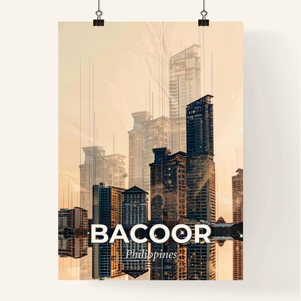 Bacoor Skyline Double Exposure Art Poster