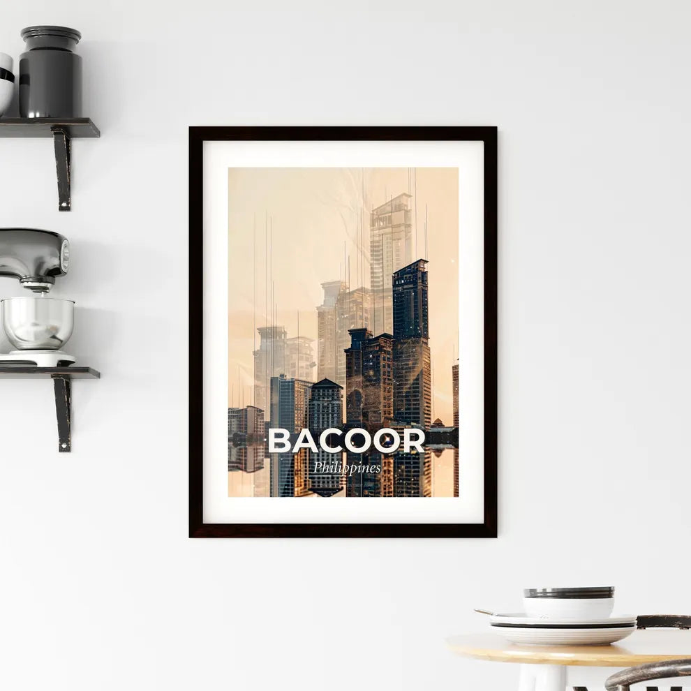 Bacoor Skyline Double Exposure Art Framed Print