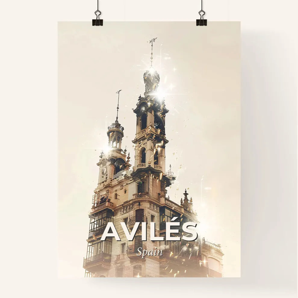 Avilés City Art Skyline Composite Poster Design Poster