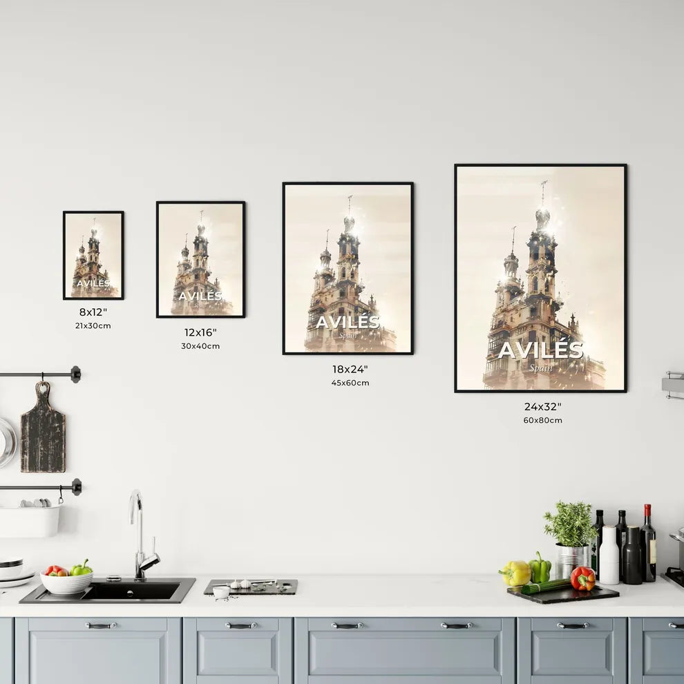 Avilés City Art Skyline Composite Poster Design Office Art