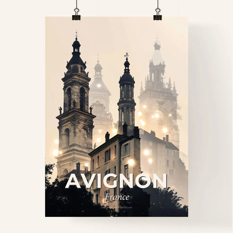 Avignon Skyline in Double Exposure Composite Art Poster