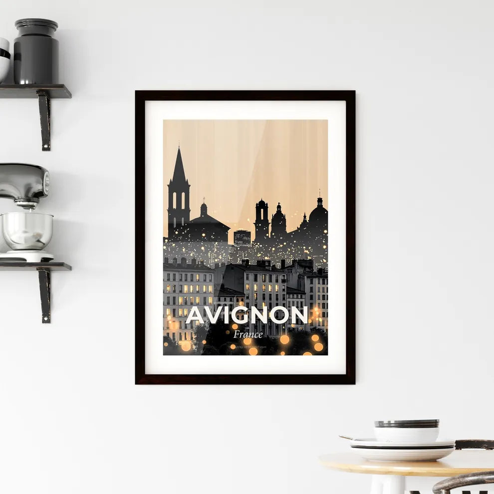 Avignon Art Skyline Silhouette Composite Poster Framed Print