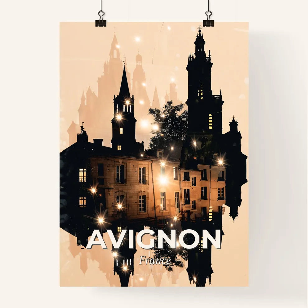 Avignon Skyline Double Exposure Art Poster Poster