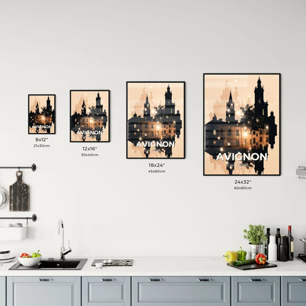 Avignon Skyline Double Exposure Art Poster Office Art