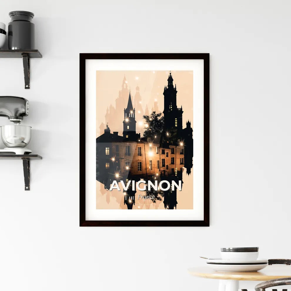 Avignon Skyline Double Exposure Art Poster Framed Print