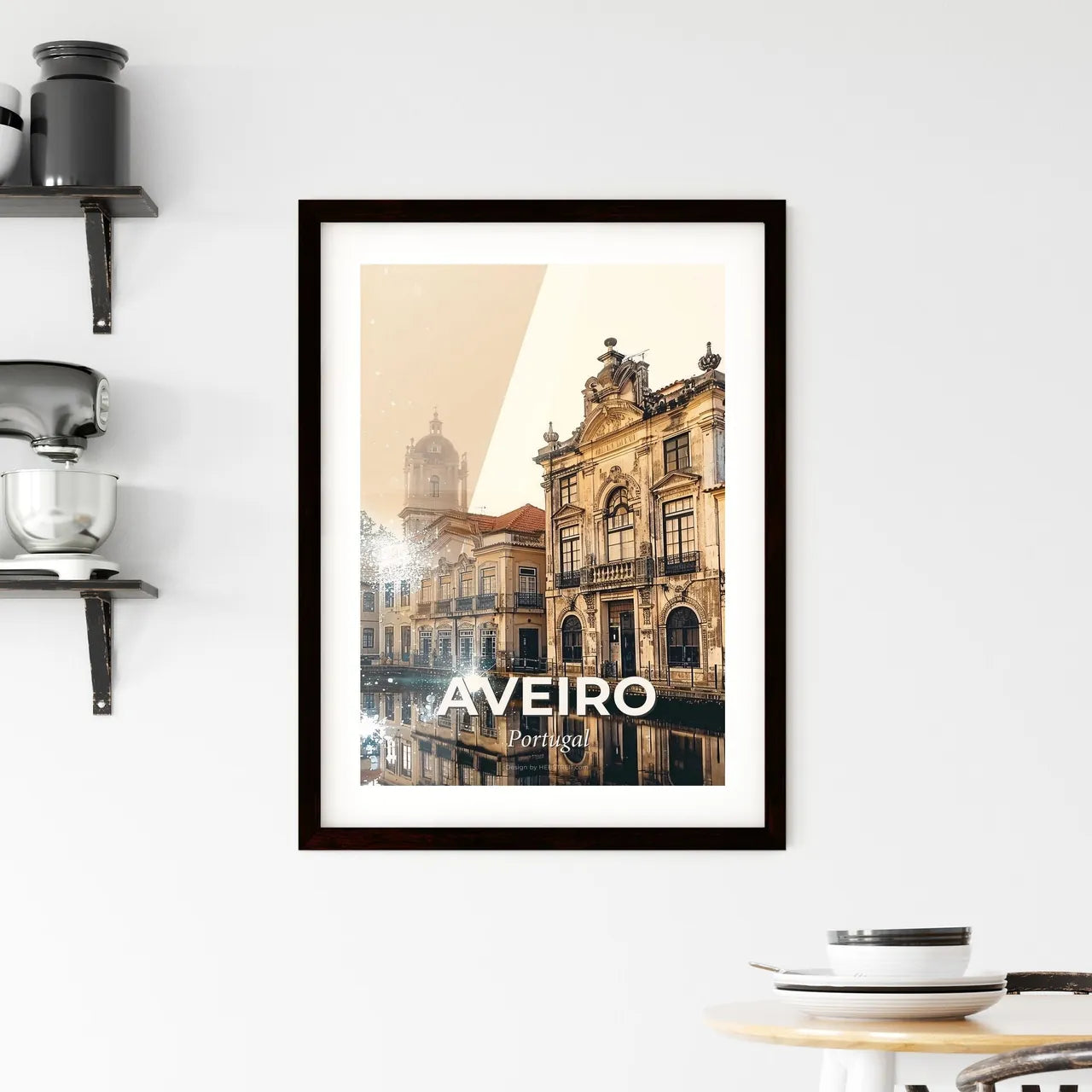 Aveiro: Double Exposure City Skyline Art Framed Print