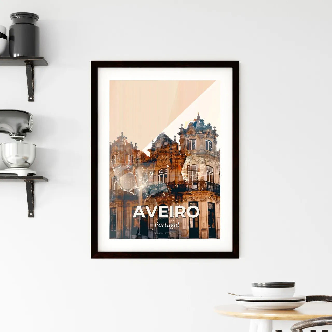 Aveiro Cityscape Skyline Colors Poster Art Framed Print