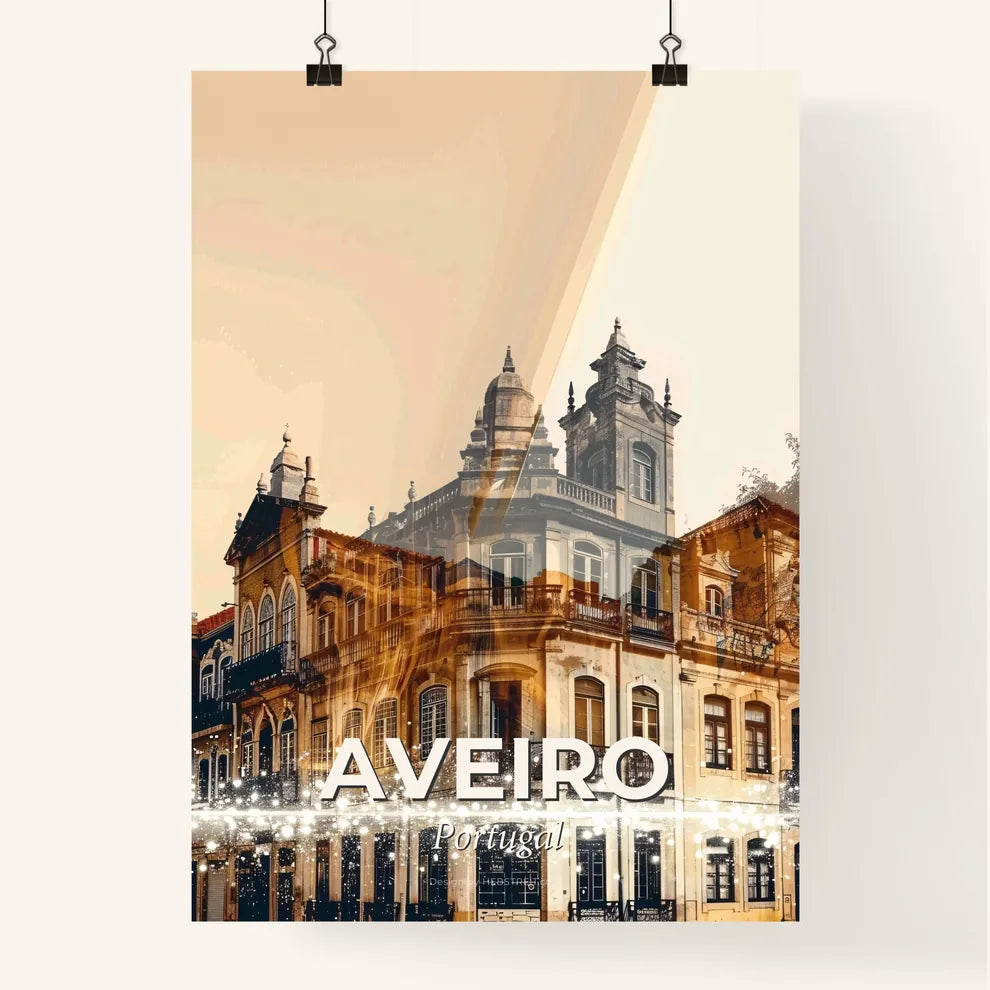 Aveiro Cityscape Skyline Double Exposure Poster Poster