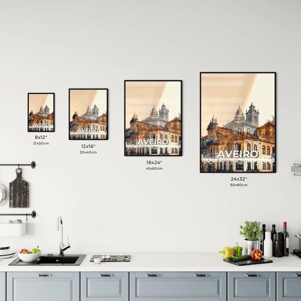 Aveiro Cityscape Skyline Double Exposure Poster Office Art