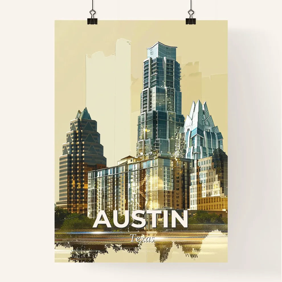 Austin: Cityscape Dream in Beige Poster