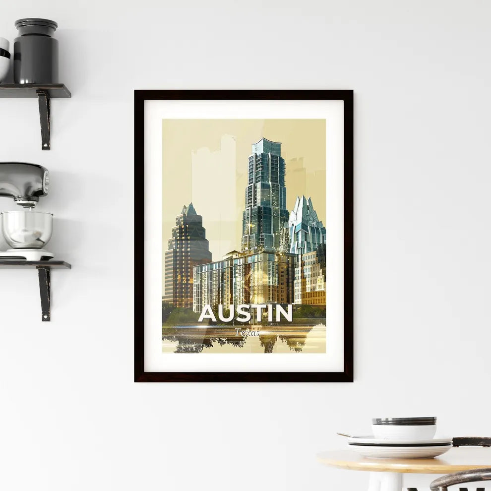 Austin: Cityscape Dream in Beige Framed Print