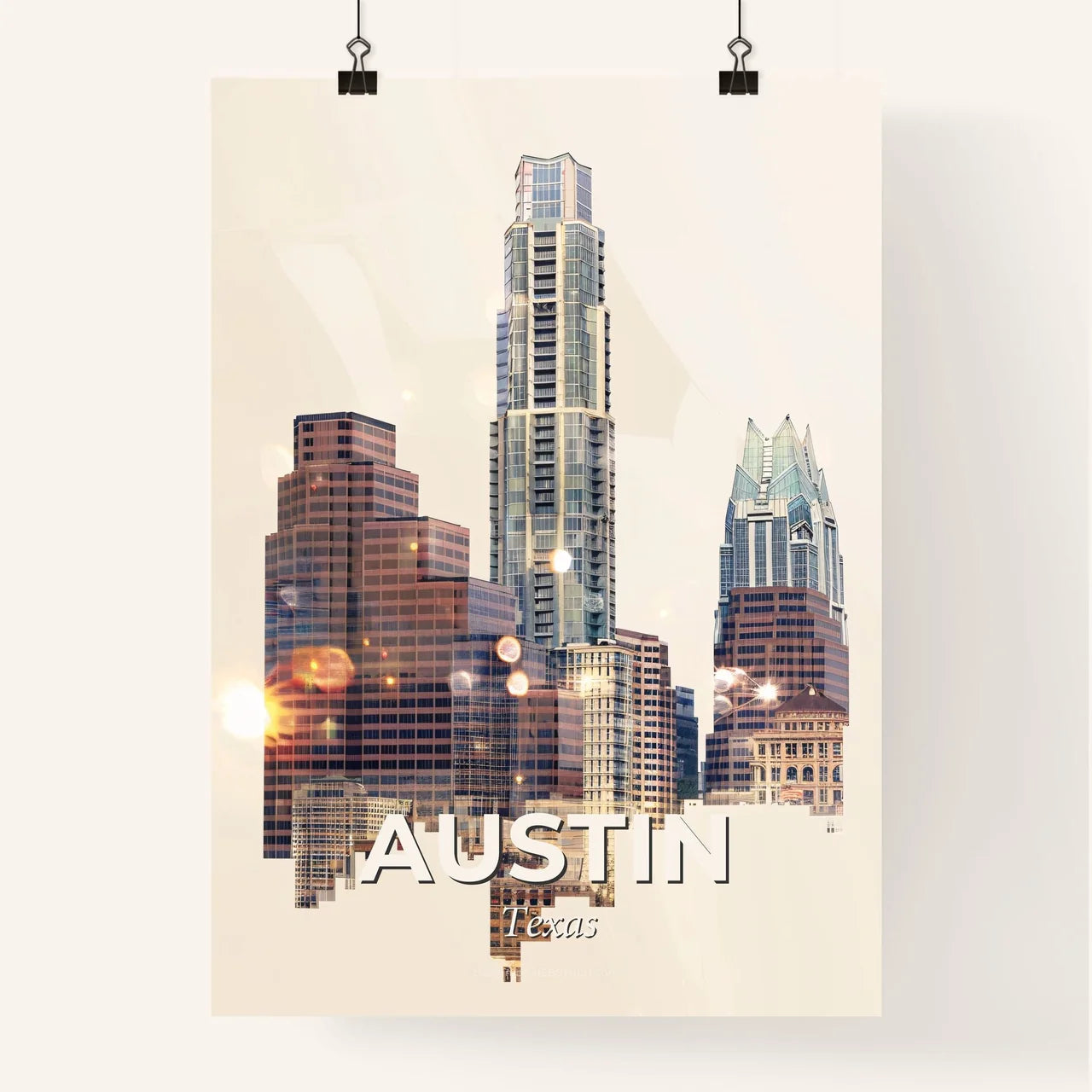 Austin Skyline Double Exposure Cityscape Poster Poster