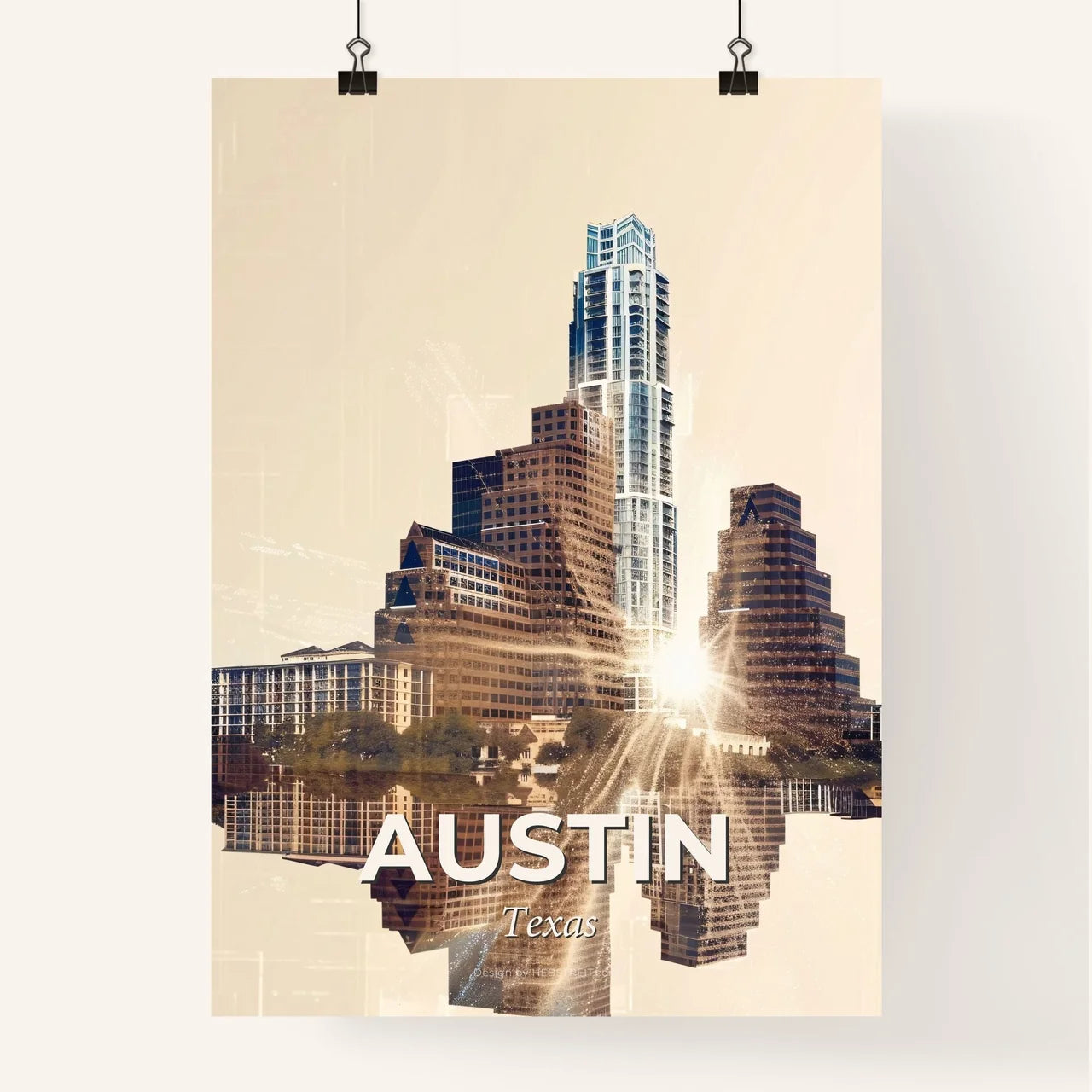 Austin City Skyline Luxe Minimalist Poster Poster