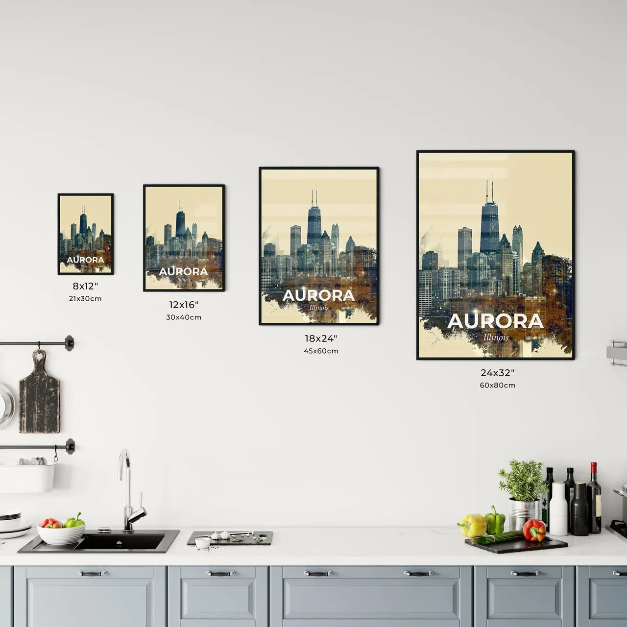 Aurora Skyline: Composite Cityscape Art Office Art