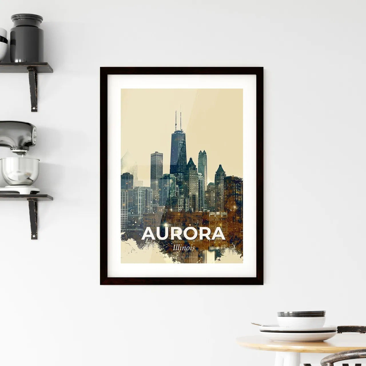 Aurora Skyline: Composite Cityscape Art Framed Print