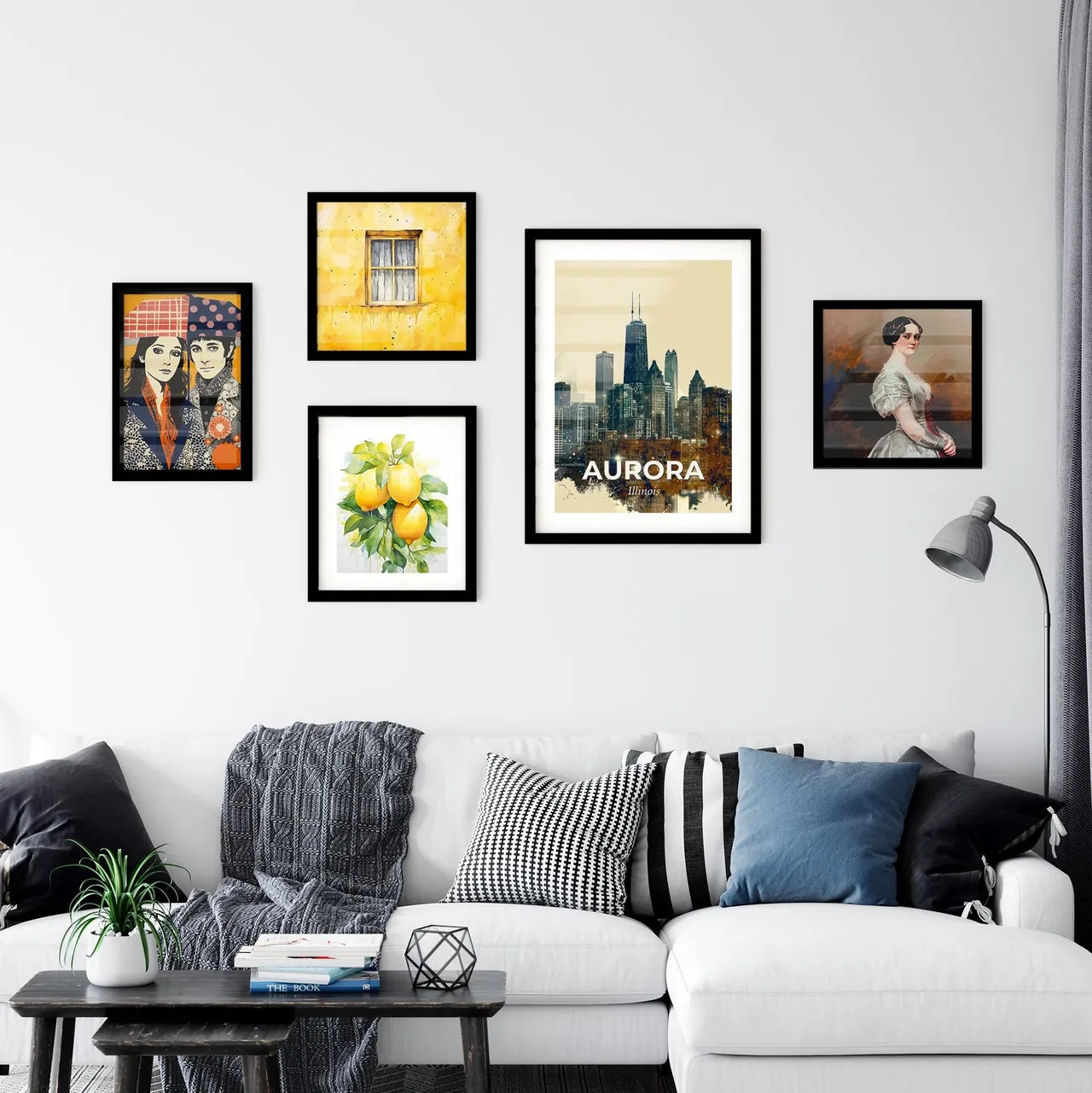 Aurora Skyline: Composite Cityscape Art Wall Art