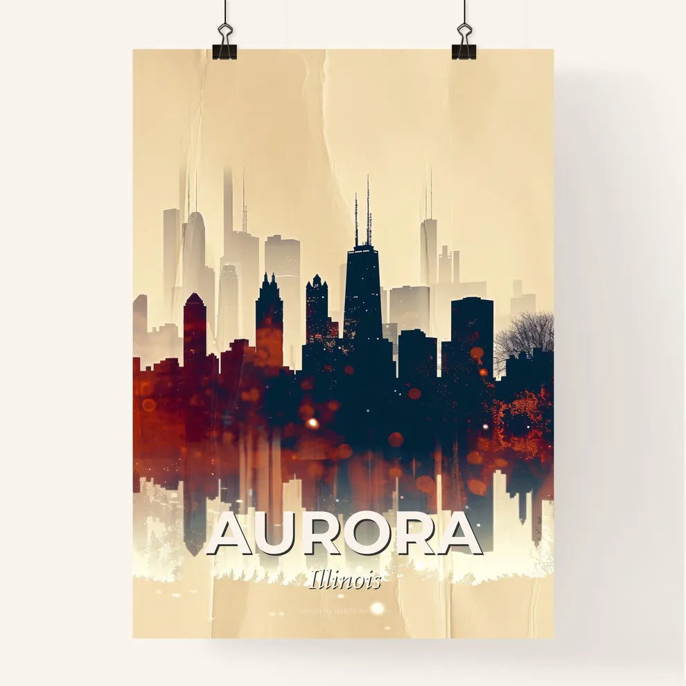 Aurora City Lights: A Skyline Fusion Poster