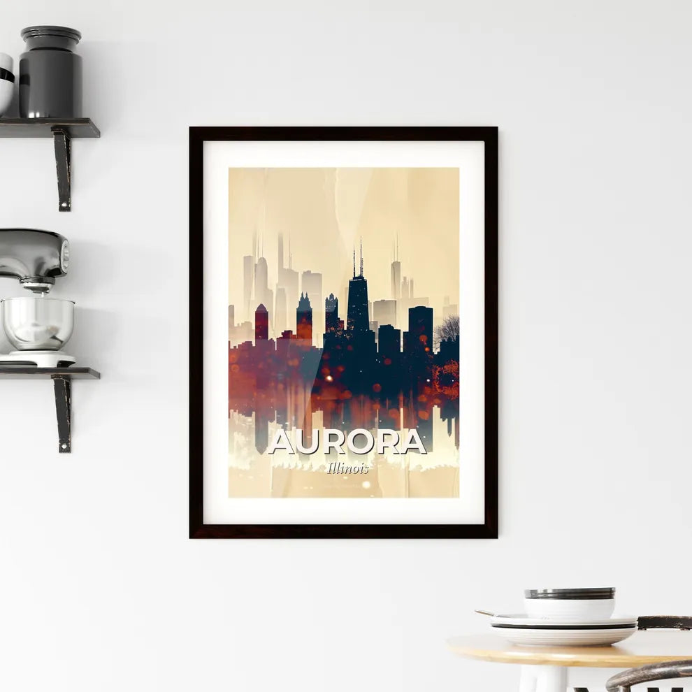 Aurora City Lights: A Skyline Fusion Framed Print