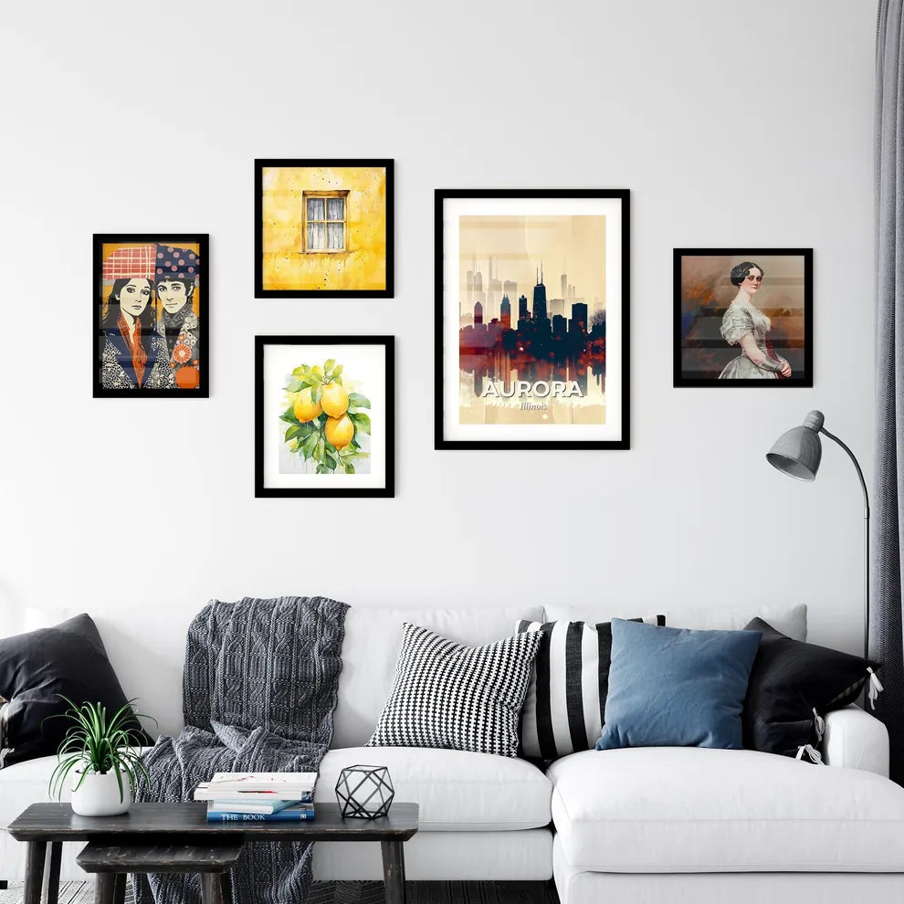 Aurora City Lights: A Skyline Fusion Wall Art