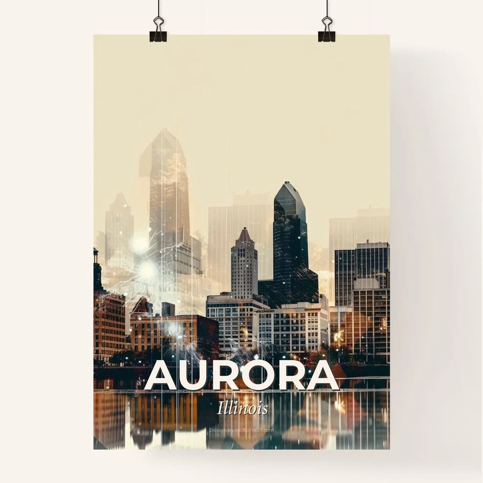 Aurora Architecture Art: City Skyline Sparks Poster