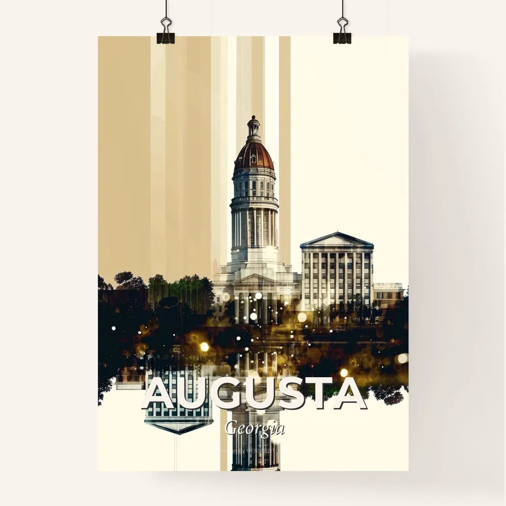 Augusta Georgia Skyline Composite Art on Beige Poster