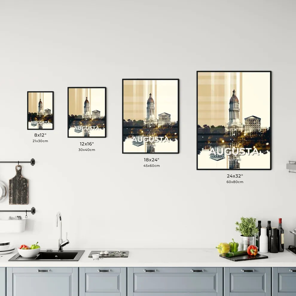 Augusta Georgia Skyline Composite Art on Beige Office Art