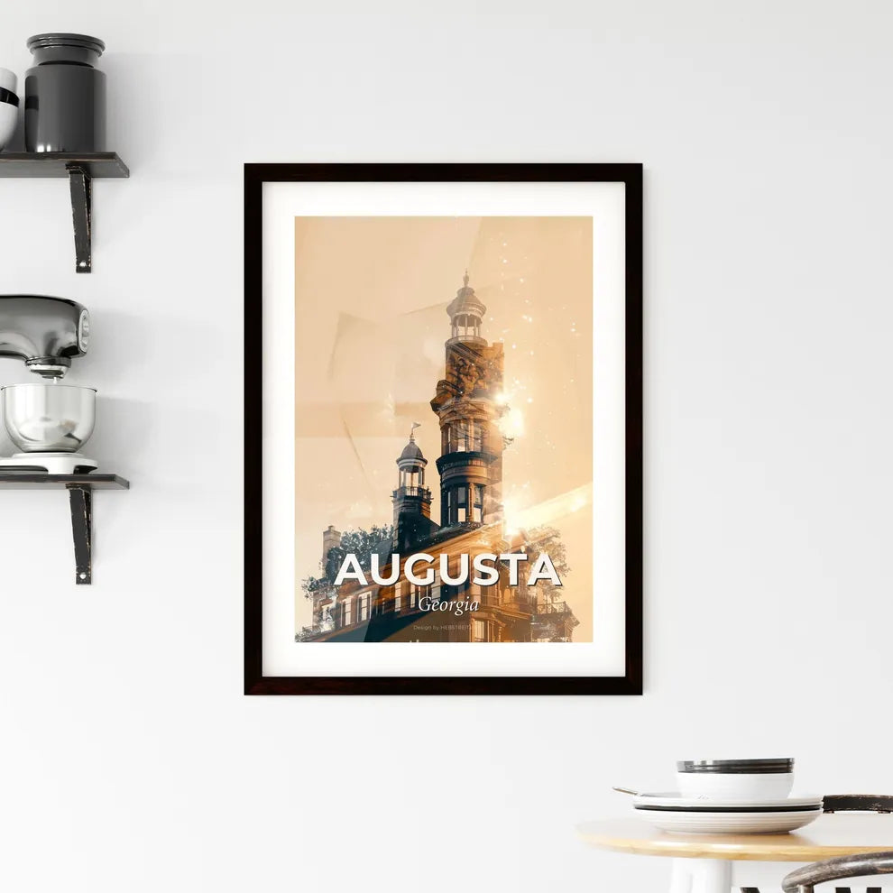 Augusta: Art Deco City Skyline Poster Framed Print