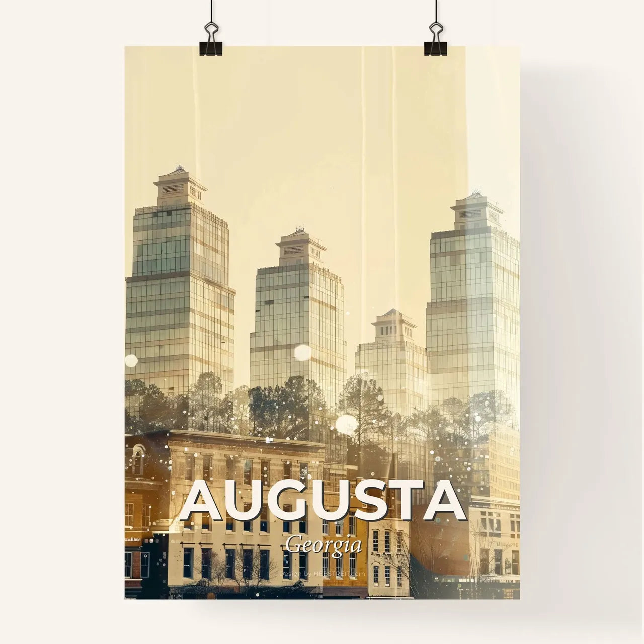 Augusta Skyline Double Exposure Art Poster