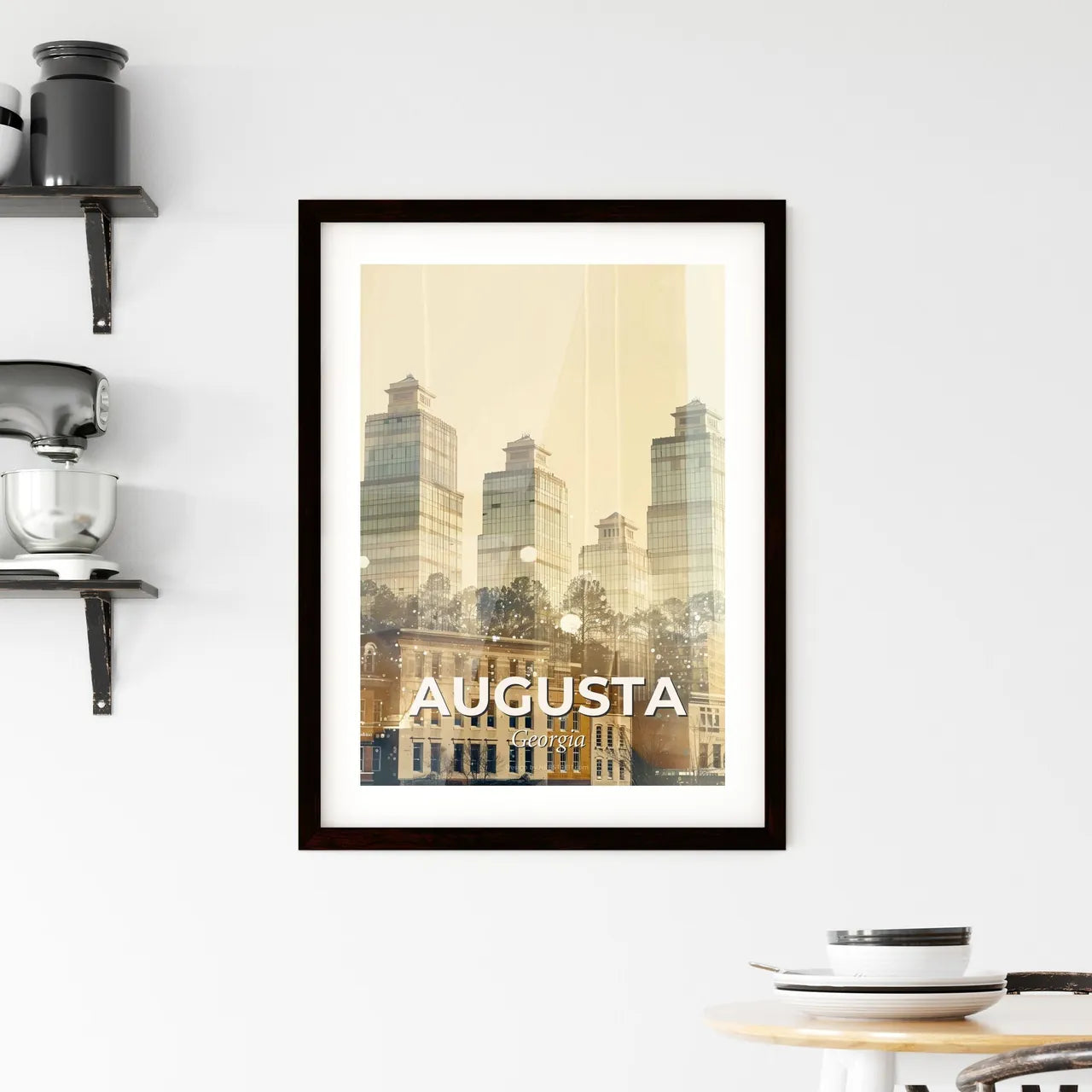 Augusta Skyline Double Exposure Art Framed Print