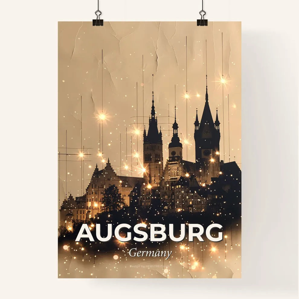 Augsburg Skyline Double Exposure Composite Art Poster