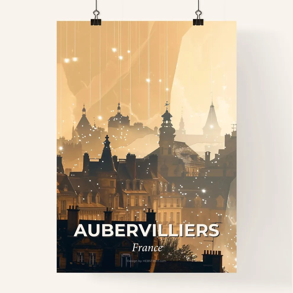 Aubervilliers Urban Lightscape Silhouette Poster Poster