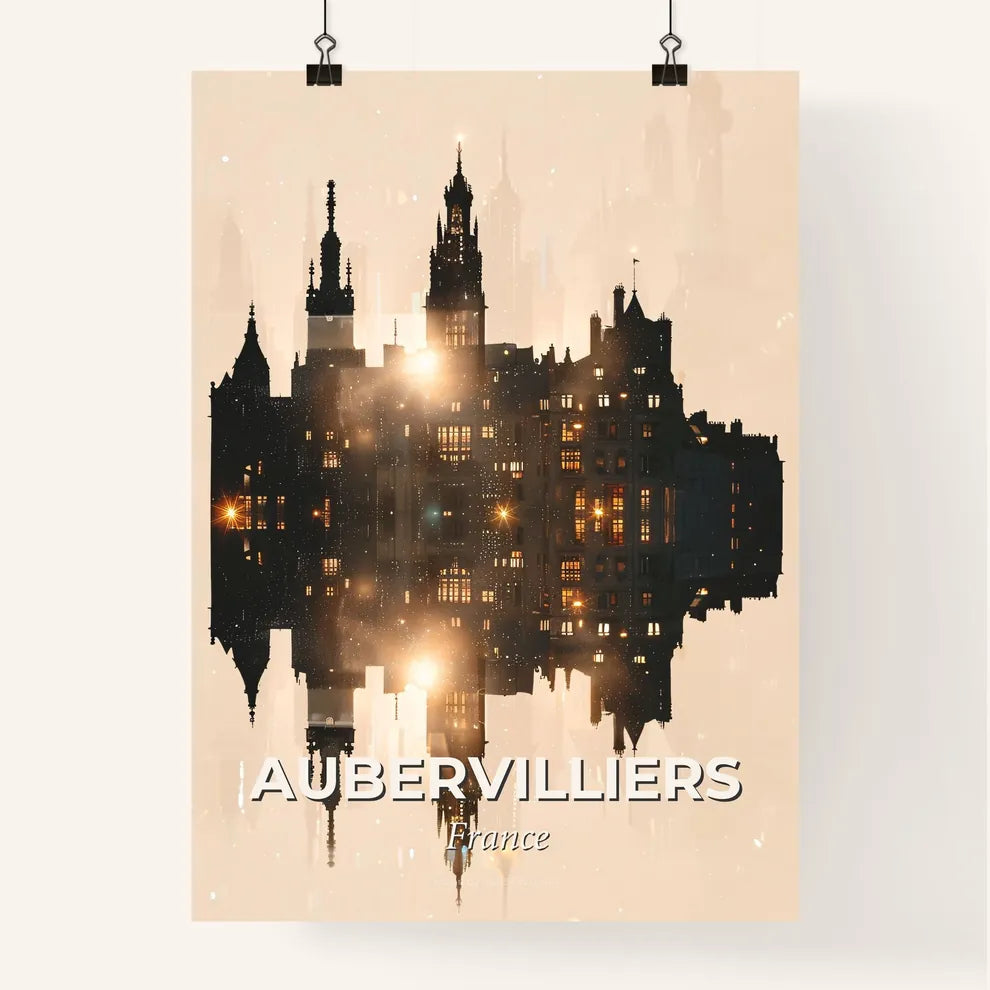 Aubervilliers Skyline Cityscape Digital Collage Poster