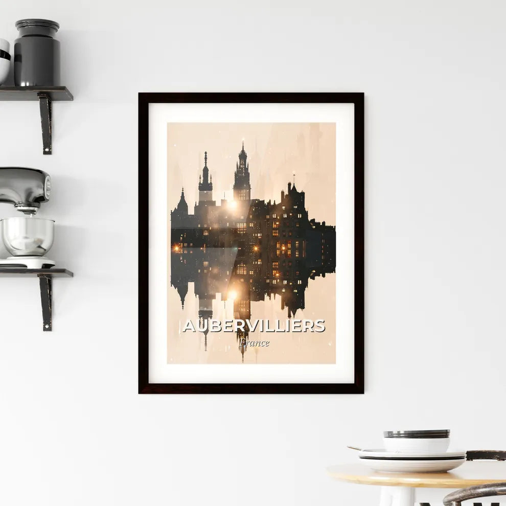 Aubervilliers Skyline Cityscape Digital Collage Framed Print