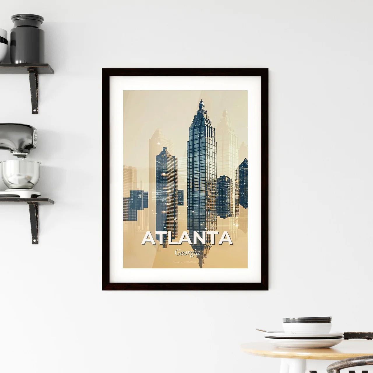 Atlanta Skyline Cityscape Architecture Icon Poster Art Framed Print