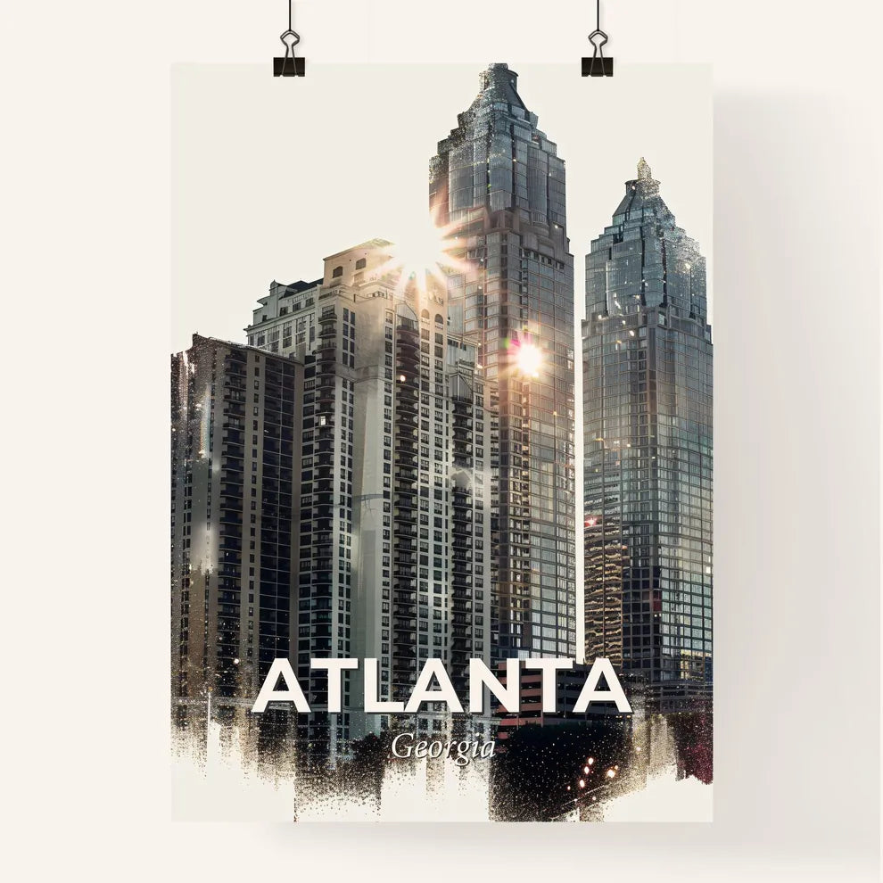 Atlanta Skyline Cityscape Double Exposure Poster