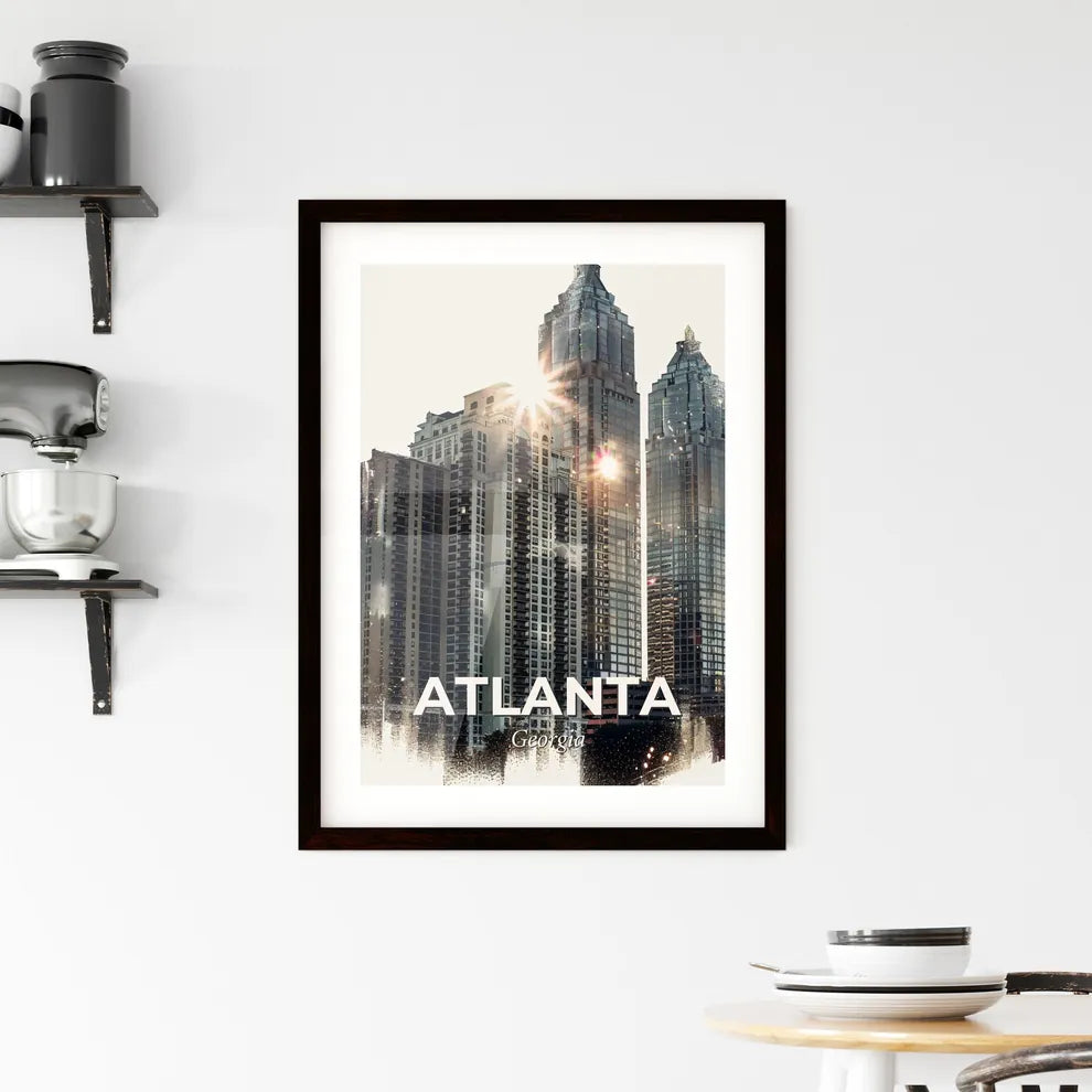 Atlanta Skyline Cityscape Double Exposure Framed Print