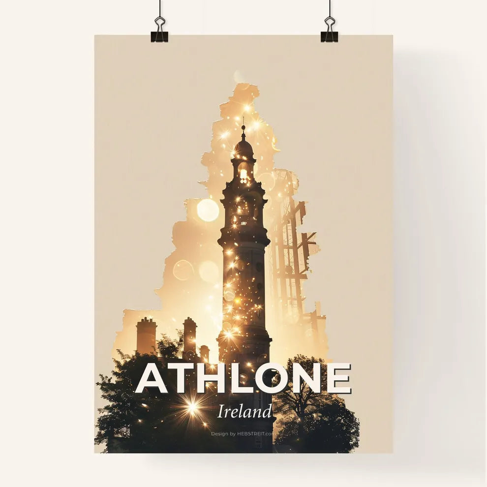 Athlone Skyline Double Exposure Composite Art Poster
