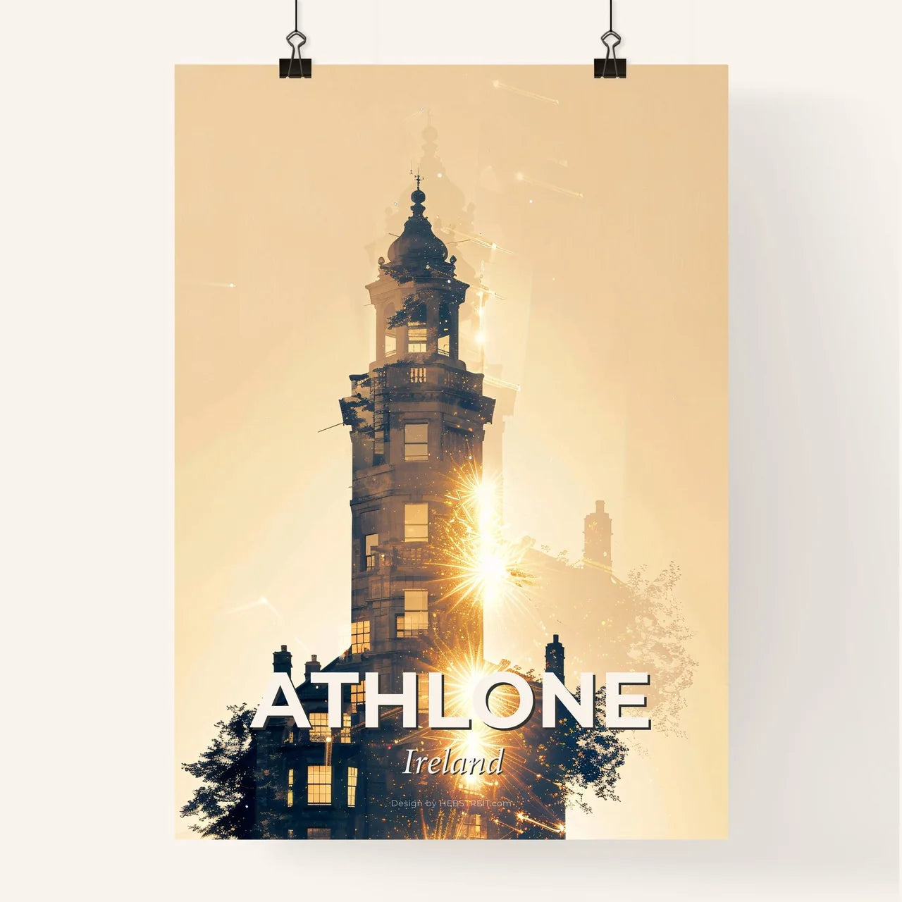 Athlone Skyline Double Exposure Art Print Poster