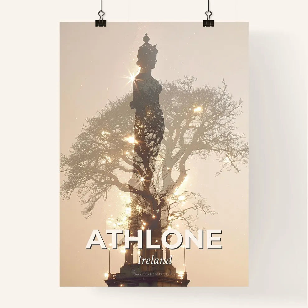 Athlone Double Exposure Skyline Cityscape Artwork Poster