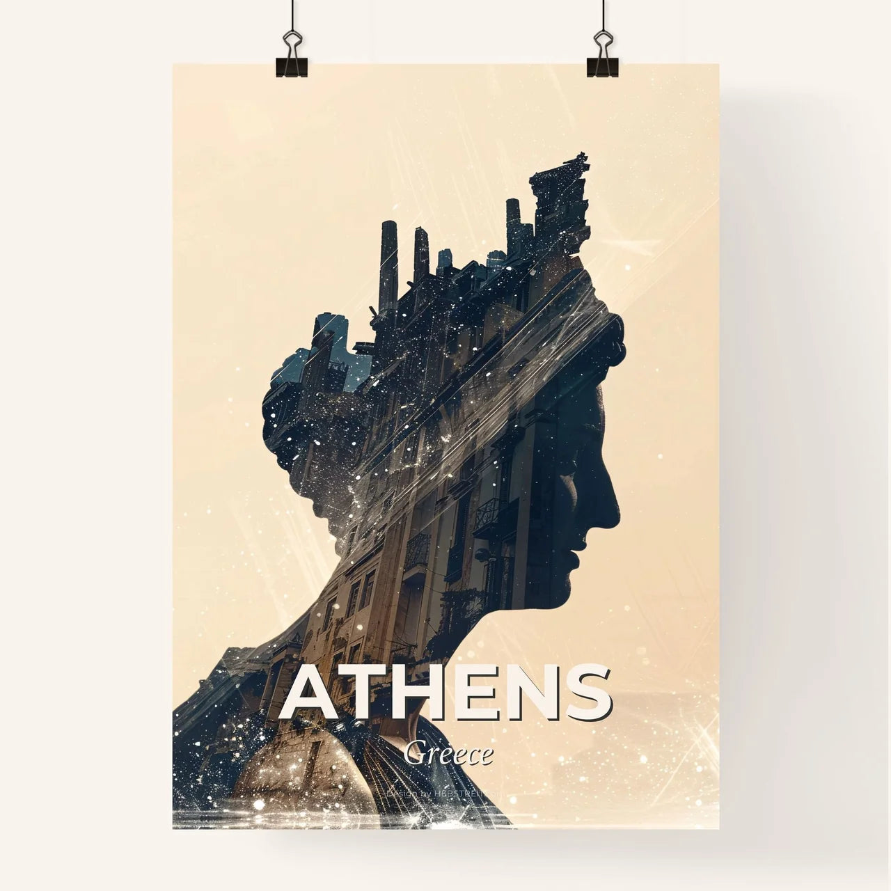 Athens Skyline Double Exposure City Art Poster Poster