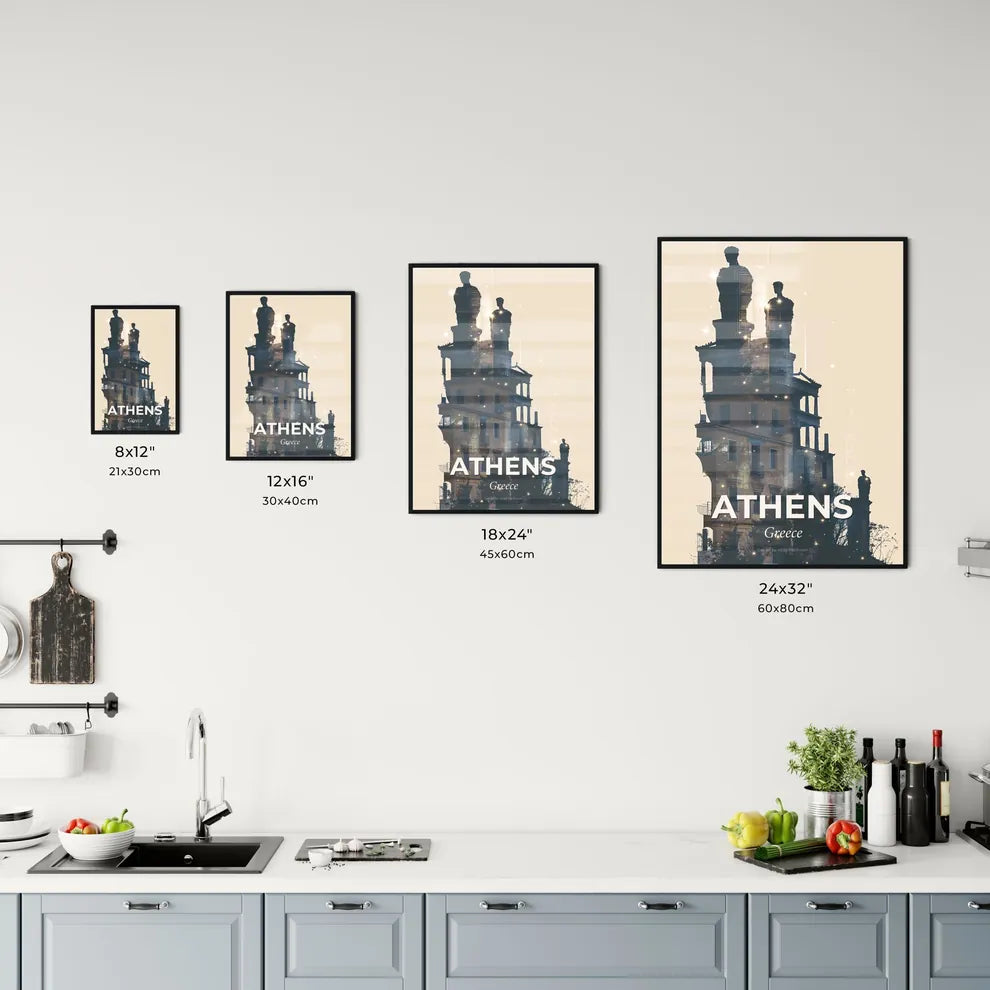 Athens Skyline Double Exposure Poster Art Office Art